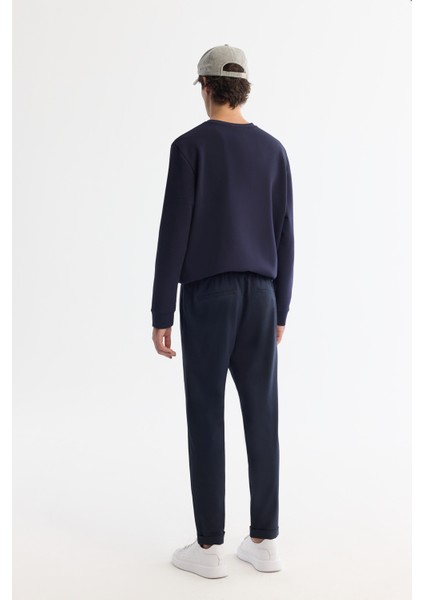 Erkek Lacivert Relaxed Fit Yandan Cepli Beli Lastikli Bağcıklı Duble Paça Jogger Pantolon E003000 modelleri