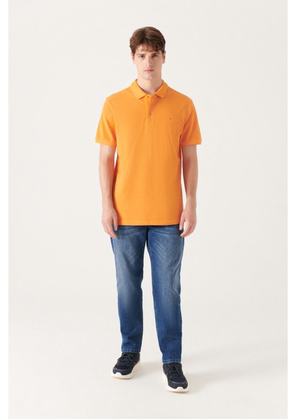 Erkek Turuncu %100 Pamuk Serin Tutan Polo Yaka T-shirt E001004