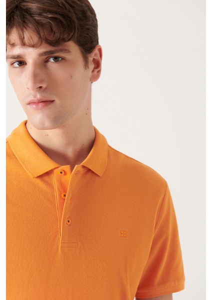 Erkek Turuncu %100 Pamuk Serin Tutan Polo Yaka T-shirt E001004