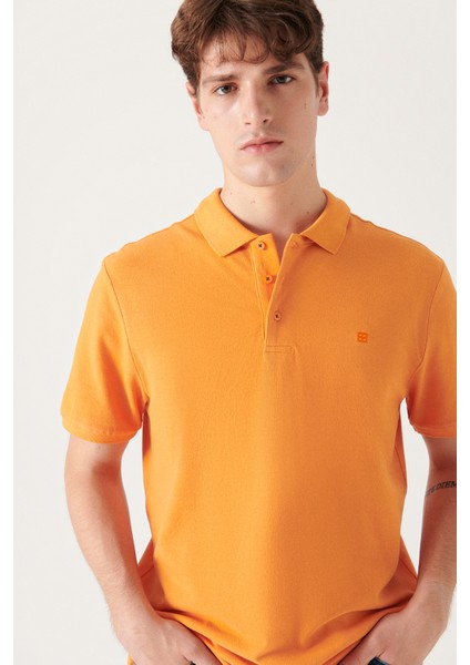 Erkek Turuncu %100 Pamuk Serin Tutan Polo Yaka T-shirt E001004