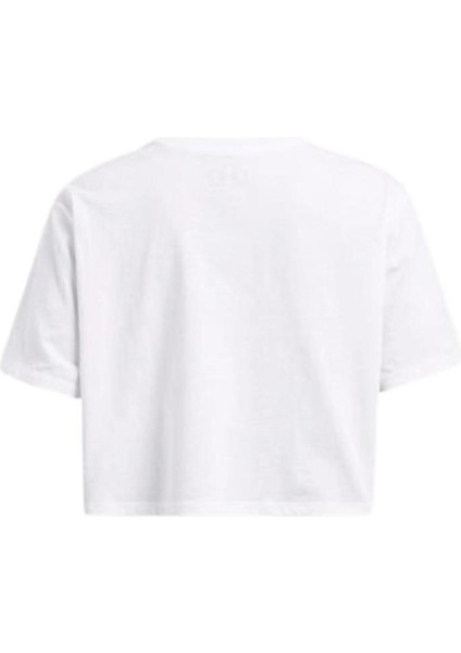 UA W Boxy Crop Branded SS 1386846-100 Kadın Beyaz Spor Tişört modelleri
