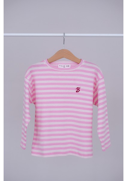 Uzun Kollu T-Shirt / Pembe Çizgili