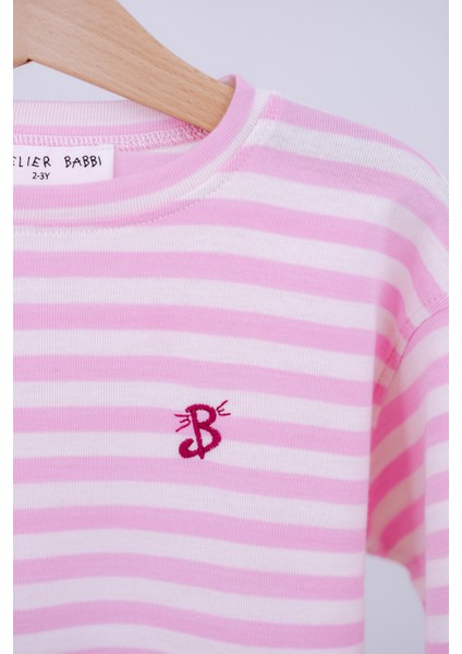 Uzun Kollu T-Shirt / Pembe Çizgili