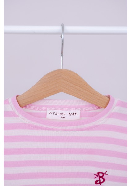 Uzun Kollu T-Shirt / Pembe Çizgili
