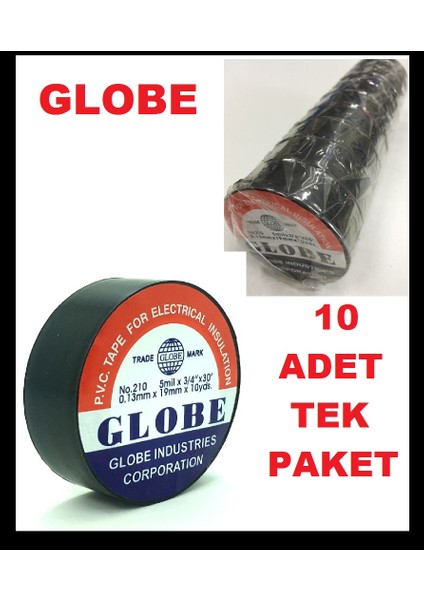 Elektrik Izola Bant 10 Adet Bant Elektrikçi Bantı Izole 1 Paket