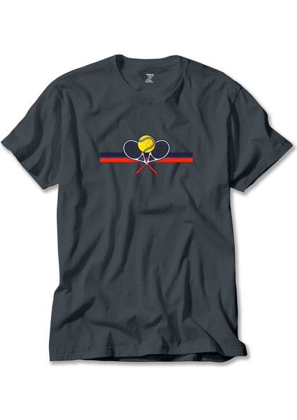 Tennis Racket Retro Füme Tişört