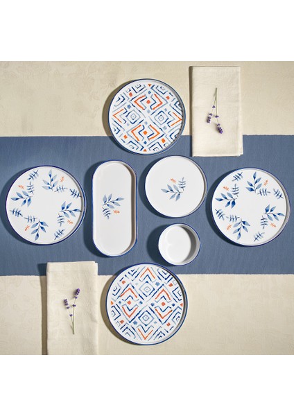 Blue Orange 6 Kişilik 13 Parça Seramik Kahvaltı Takımı