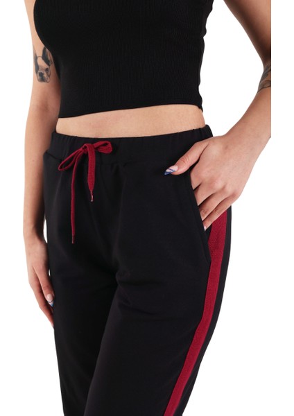 Siyah Renk Şeritli Kadın Eşofman Altı (Büyük Beden Seçeneğiyle) fiyatları