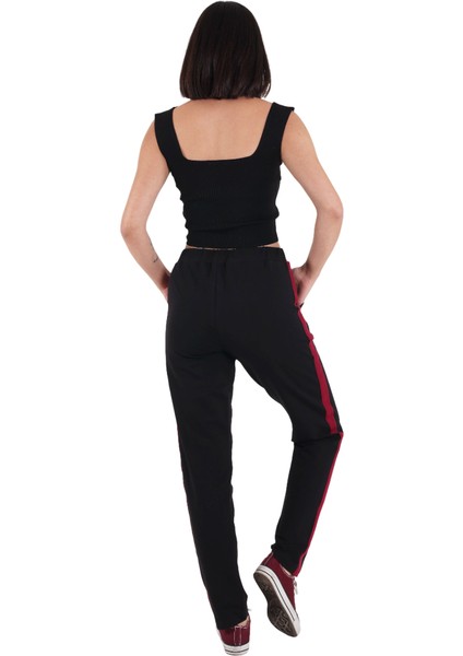 Siyah Renk Şeritli Kadın Eşofman Altı (Büyük Beden Seçeneğiyle) modelleri