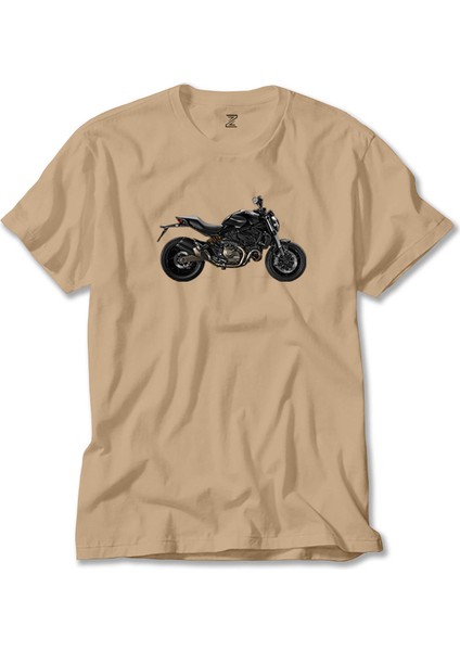 Ducati Monster Motosiklet Canavarı 821 Krem Tişört
