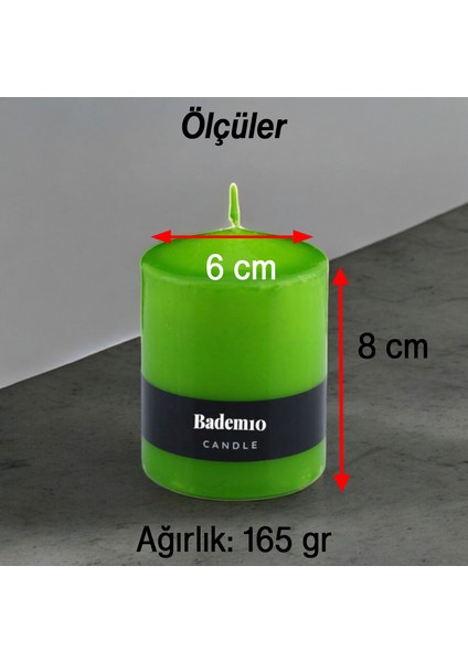 Baton Mum Yeşil Silindir Dekoratif Mumu Kandil Fitilli Mumlar Şamdan Kokusuz 6 x 8 cm fiyatları