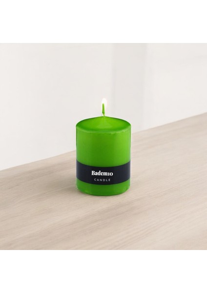 Baton Mum Yeşil Silindir Dekoratif Mumu Kandil Fitilli Mumlar Şamdan Kokusuz 6 x 8 cm fırsatları