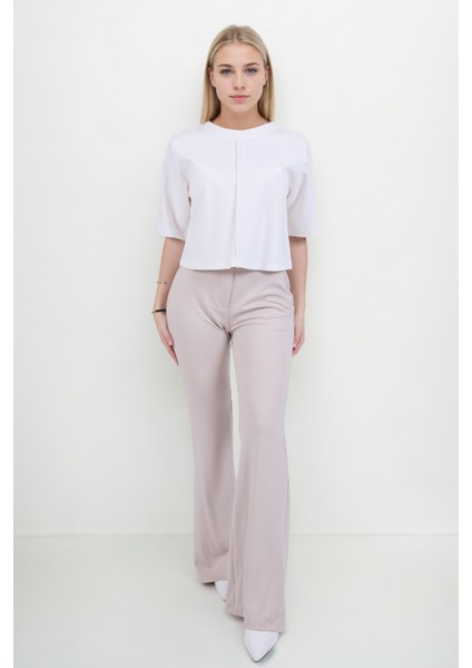 Önü Dikişli Yuvarlak Yaka Kısa Kol Modal Bluz fiyatları