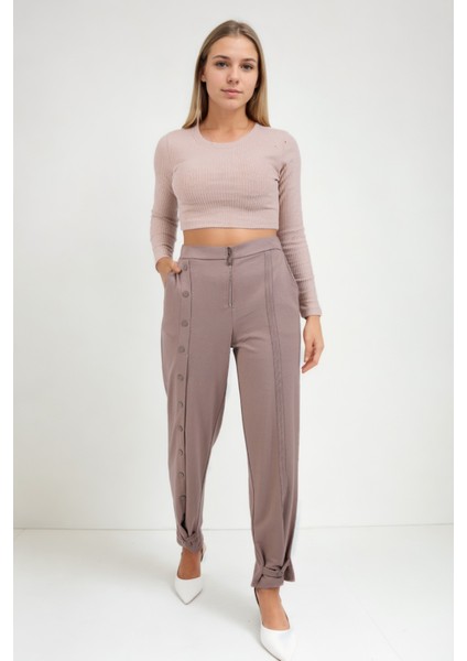 Önü Düğmeli Fermuarlı Modal Kumaş Pantolon fiyatları