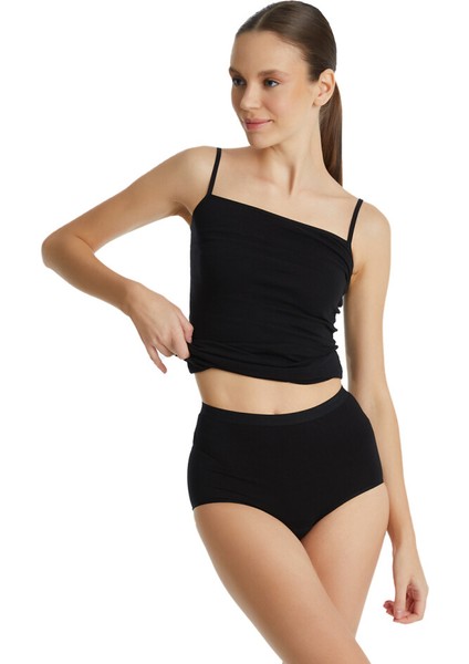 1314 BAYAN ESSENTİAL YÜKSEK BEL SİYAH SLİP KÜLOT