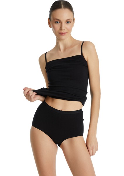 1314 BAYAN ESSENTİAL YÜKSEK BEL SİYAH SLİP KÜLOT fırsatları