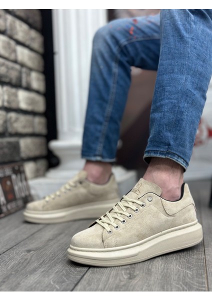 BA0547 Boa Kalın Yüksek Krem Taban Krem Süet Bağcıklı Spor Erkek Ayakkabı fiyatları