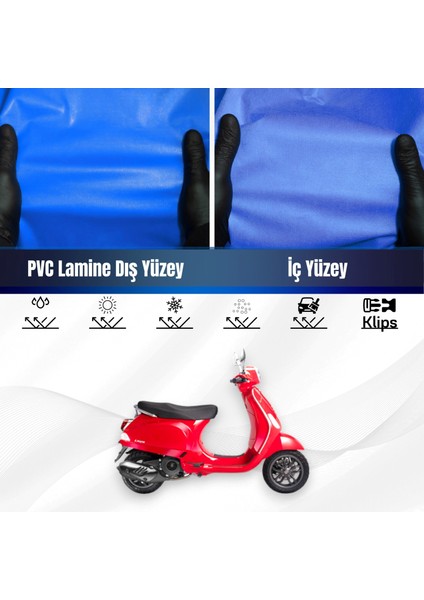Vespa Lx 125 3V I E Motosiklet Brandası Su Geçirmez Branda Mavi Branda Motor Branda
