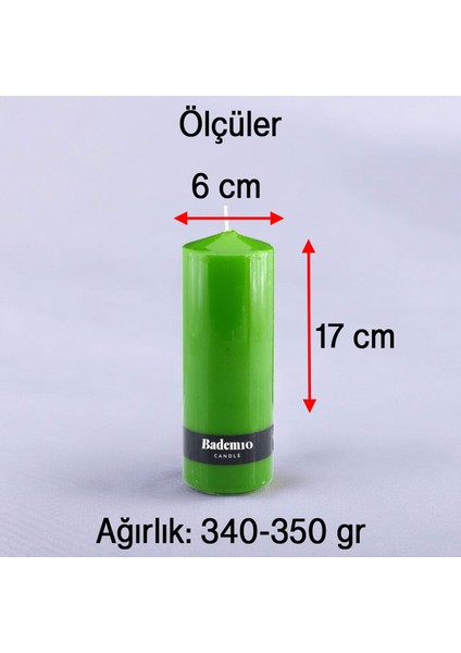 Baton Mum Yeşil Silindir Dekoratif Mumu Kandil Fitilli Mumlar Şamdan Kokusuz 6 x 17 cm fiyatları