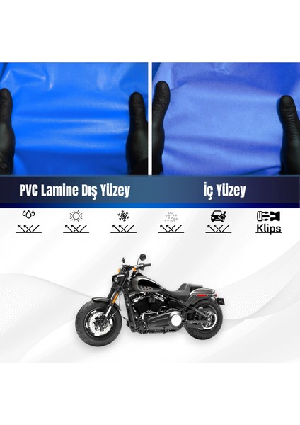 Harley Davidson Softail Fat Bob Motosiklet Brandası Su Geçirmez Branda Mavi Branda Motor Branda