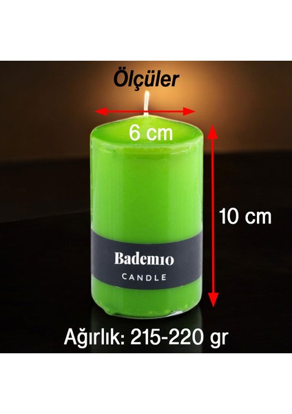 Baton Mum Yeşil Silindir Dekoratif Mumu Kandil Fitilli Mumlar Şamdan Kokusuz 6 x 10 cm fiyatları