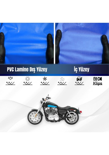Harley Davidson Sportser Superlow Xl 883 L Motosiklet Brandası Su Geçirmez Branda Mavi Motor Branda