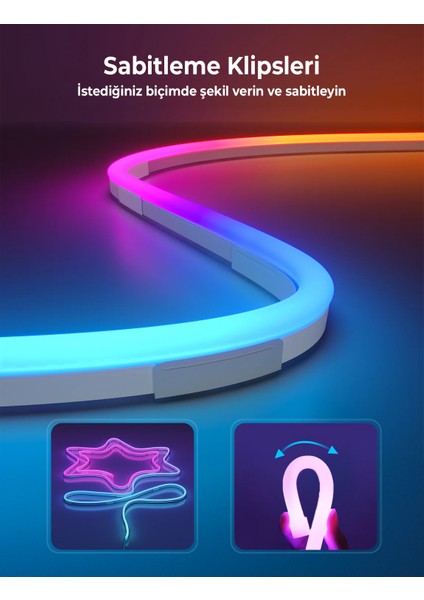 Sese Duyarlı Animasyonlu Rgb Kumandalı 5 Metre Neon Şerit Hortum LED USB ve App Uyumlu modelleri