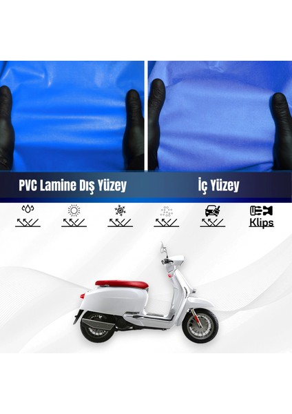 Lambretta V125 Special Motosiklet Brandası Su Geçirmez Branda Mavi Branda Motor Branda
