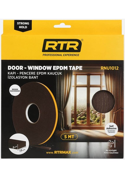 RNU1012 Kapı & Pencere Epdm İzalosyan Bandı RNU1012 5 mt Kahverengi-15 mm