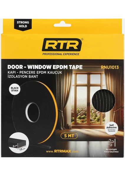 RNU1012 Kapı & Pencere Epdm İzalosyan Bandı RNU1012 5 mt Kahverengi-15 mm
