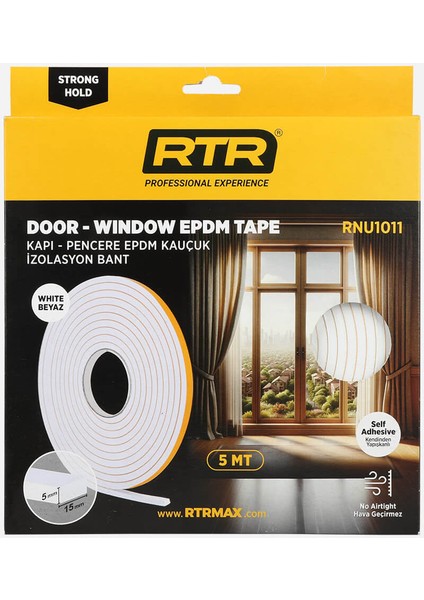 RNU1012 Kapı & Pencere Epdm İzalosyan Bandı RNU1012 5 mt Kahverengi-15 mm