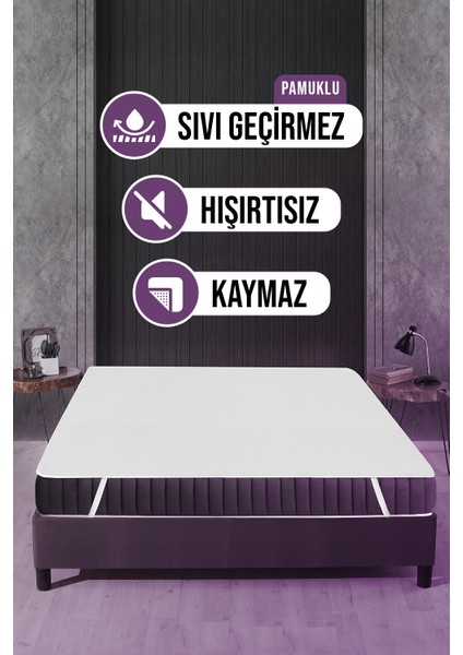 Pamuklu Dört Köşe Lastikli Su Sıvı Geçirmez Yatak Koruyucu Alezi 70 x 140 cm
