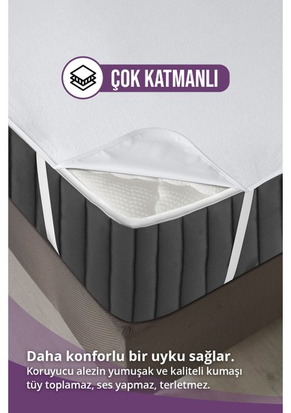 Pamuklu Dört Köşe Lastikli Su Sıvı Geçirmez Yatak Koruyucu Alezi 70 x 140 cm