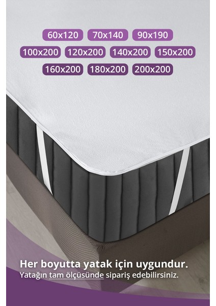 Pamuklu Dört Köşe Lastikli Su Sıvı Geçirmez Yatak Koruyucu Alezi 70 x 140 cm