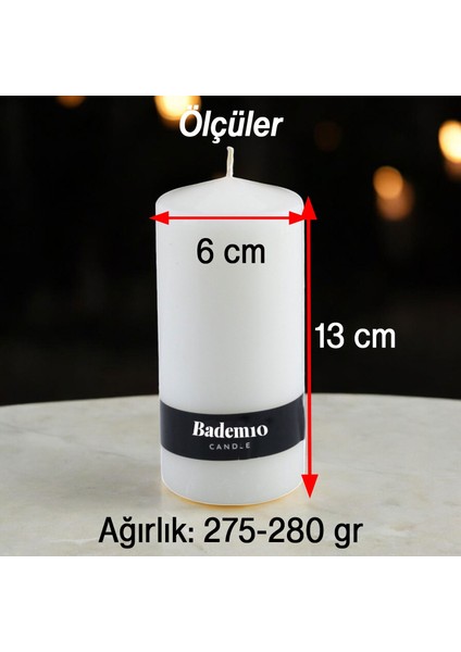 Baton Mum Beyaz Silindir Dekoratif Mumu Kandil Fitilli Mumlar Şamdan Kokusuz 6 x 13 cm fiyatları