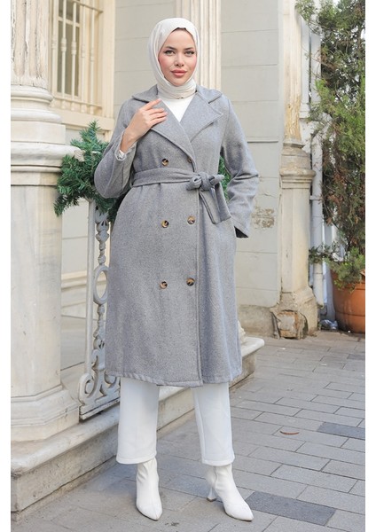 Feral Kuşaklı Kaşe Kaban 1306 - Gri fiyatları