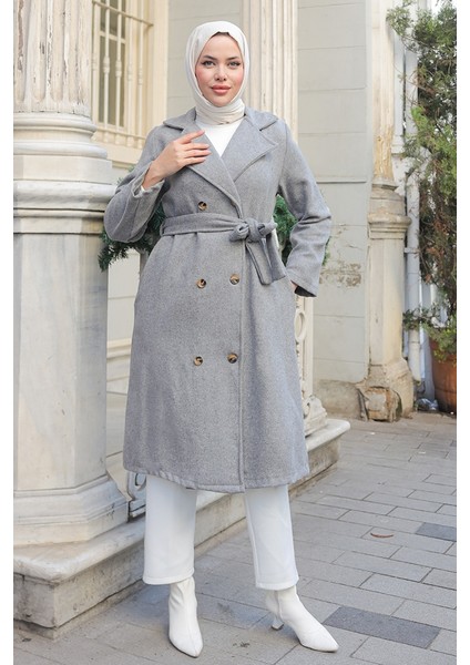 Feral Kuşaklı Kaşe Kaban 1306 - Gri fırsatları