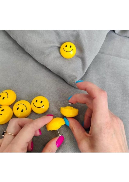 6 Adet Emoji Gülen Surat Desen Yorgan Kılıfı Tutucu Sabitleyici Yastık Nevresim Örtü Düzenleyici