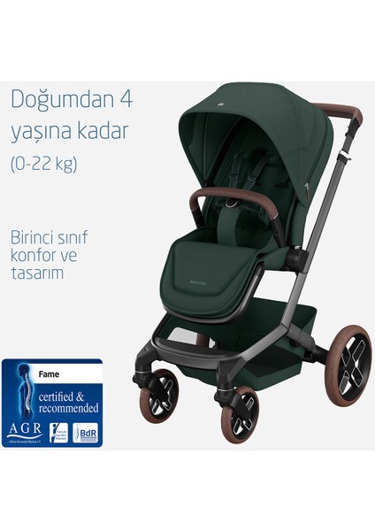 Fame Portbebeli Led Işıklı Entegre Telefon Şarj Üniteli Premium Bebek Arabası Twillic Green