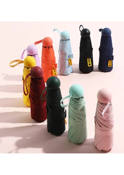 Özel Kılıflı Mini Kapsül Şemsiye, Su Geçirmez ve Taşınabilir Model 6 Telli fırsatları