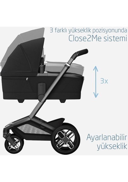 Fame Portbebeli LED Işıklı Entegre Telefon Şarj Üniteli Premium Bebek Arabası Twillic Black