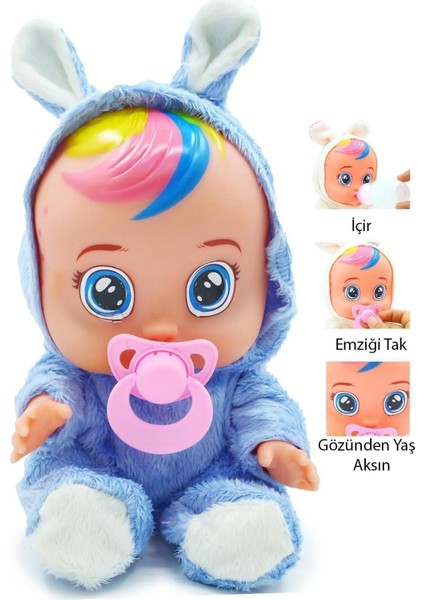 Mavi Beyaz ve Pembe Renk Ağlayan ve Konuşan Et Bebek