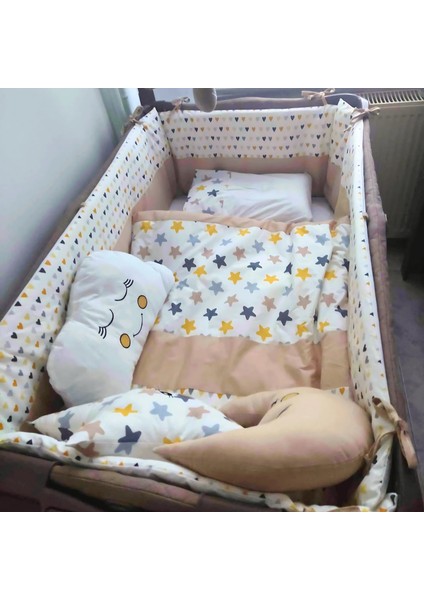 Bebek Uyku Seti Nevresim Takımı 70x130 Damla Kahverengi
