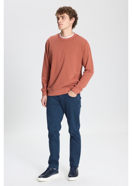 Erkek Açık Kahve Standart Fit Normal Kesim Bisiklet Yaka 3 Iplik Pamuklu Sweatshirt fiyatları