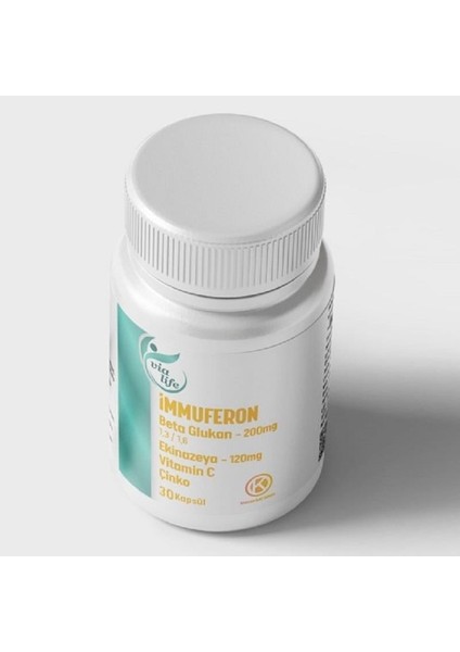 Immuferon Vitamin C - Beta Glukan - Ekinazeya - Çinko İçeren Takviye Edici Gıda 30 Kapsül