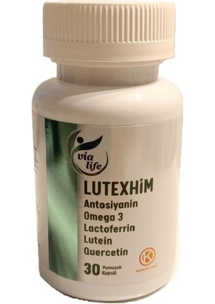 Lutexhim - Lutein, Laktoferrin, Kuersetin ve Omega 3 içeren Gıda Takviyesi 30 Softjel