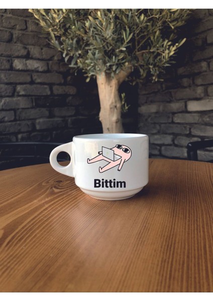 Bittim Baskılı Yazılı Seramik Kupa Bardak