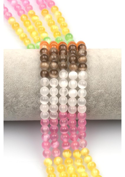 Renkli Selenit Doğal Taş Dizi 6 mm Küre Kesim