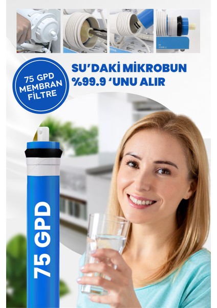 75 Gpd Membranlı Kapalı Kasa Su Arıtma Cihazı 6'Lı Filtre Seti - 0057