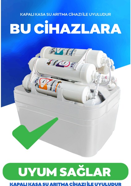 H-Max Kapalı Kasa Su Arıtma Cihazı Filtresi Inline 3lü Filtre Seti